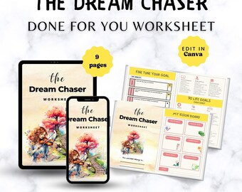 Done For You Dream Chaser Worksheet | Content for Life Coaches | Brandable Worksheet Template | Coaching Tools | Lead Magnet | Meditation