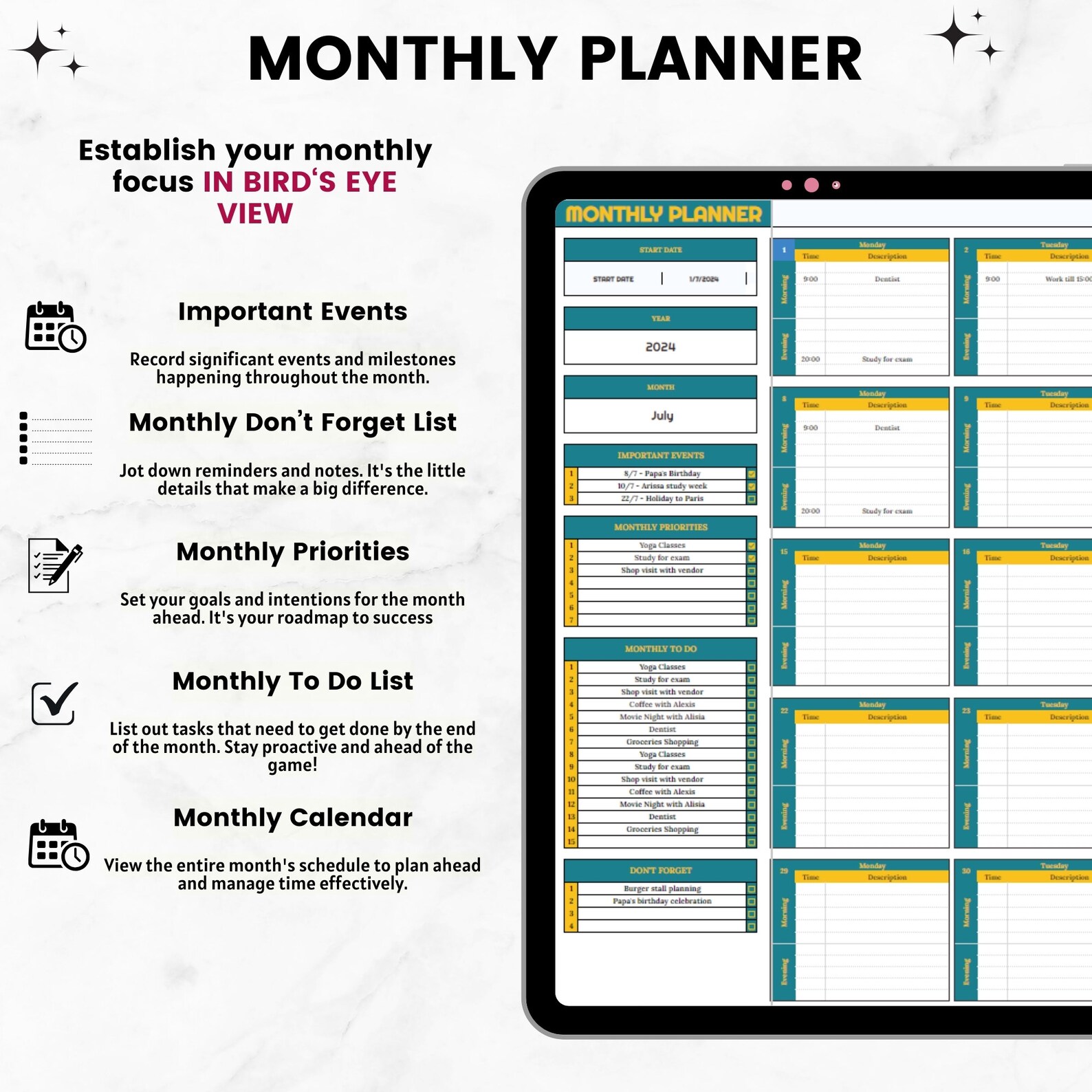 Daily Spreadsheet Google Sheet Monthly Calendar Template, Daily Routine ...