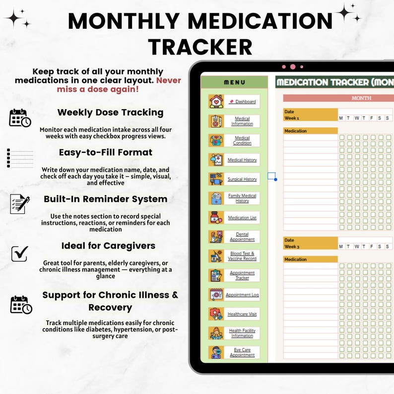 Medical Binder, Health Wellness Tracker Spreadsheet, Chronic Illness ...