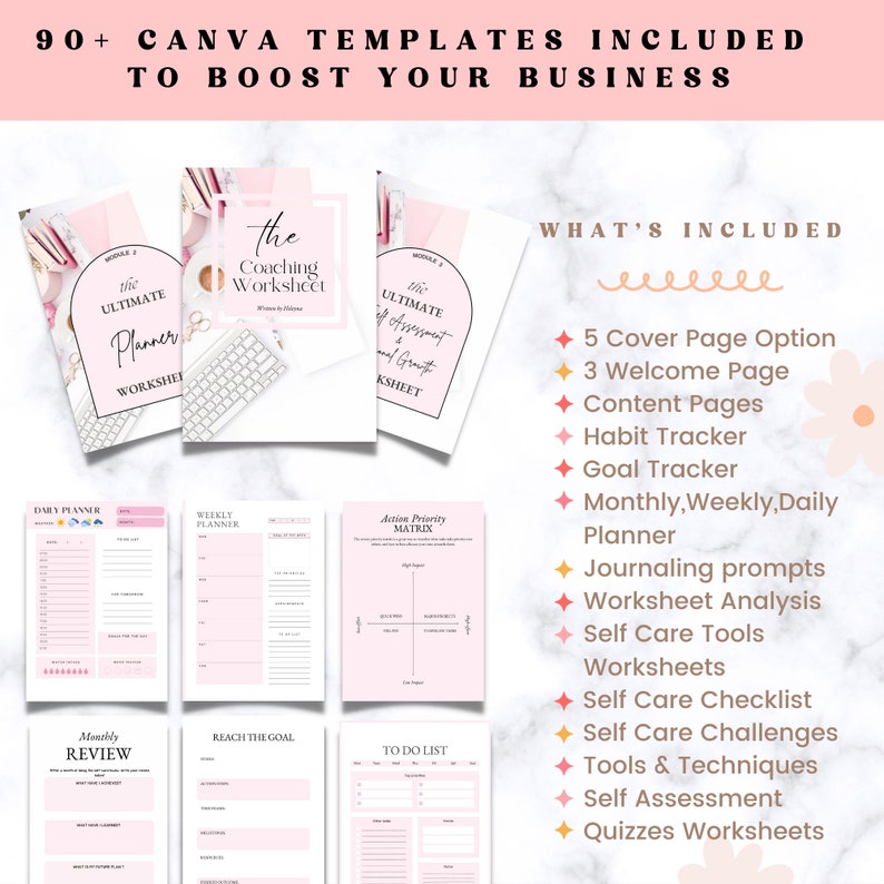 Coaching Worksheet Canva Template Bundle | Life Coach Workbook Tools ...