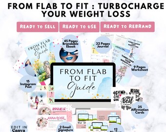 Done For You From Flab To Fit Guide | Brandable Coaching Workbook | Content for Weight Loss Coach | Fitness Coach | Wellness | Health Coach