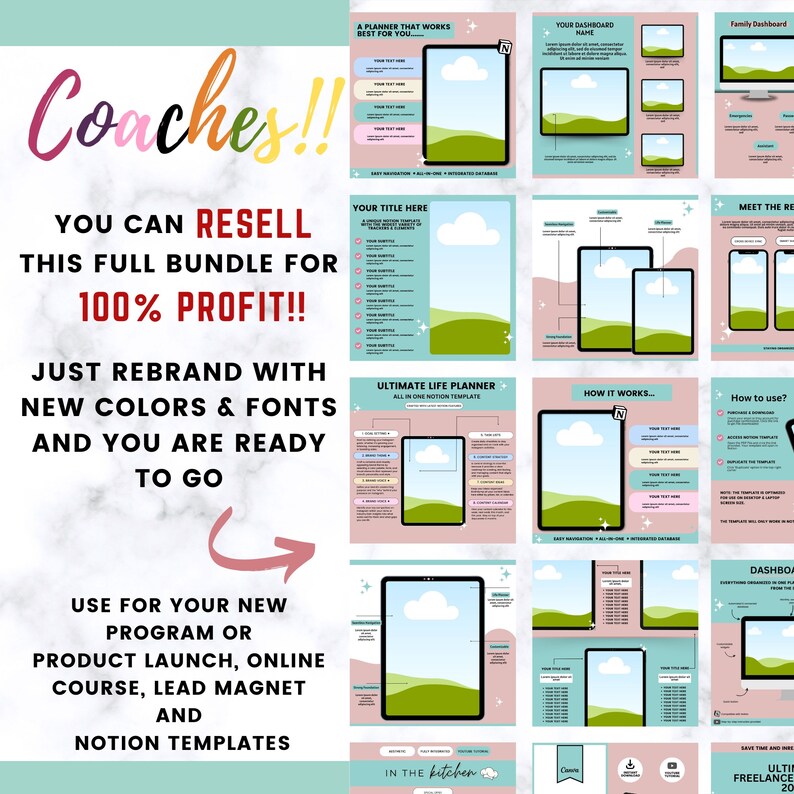 50 Notion Mockup Canva Template for Coaches, Course Creator Mockup ...
