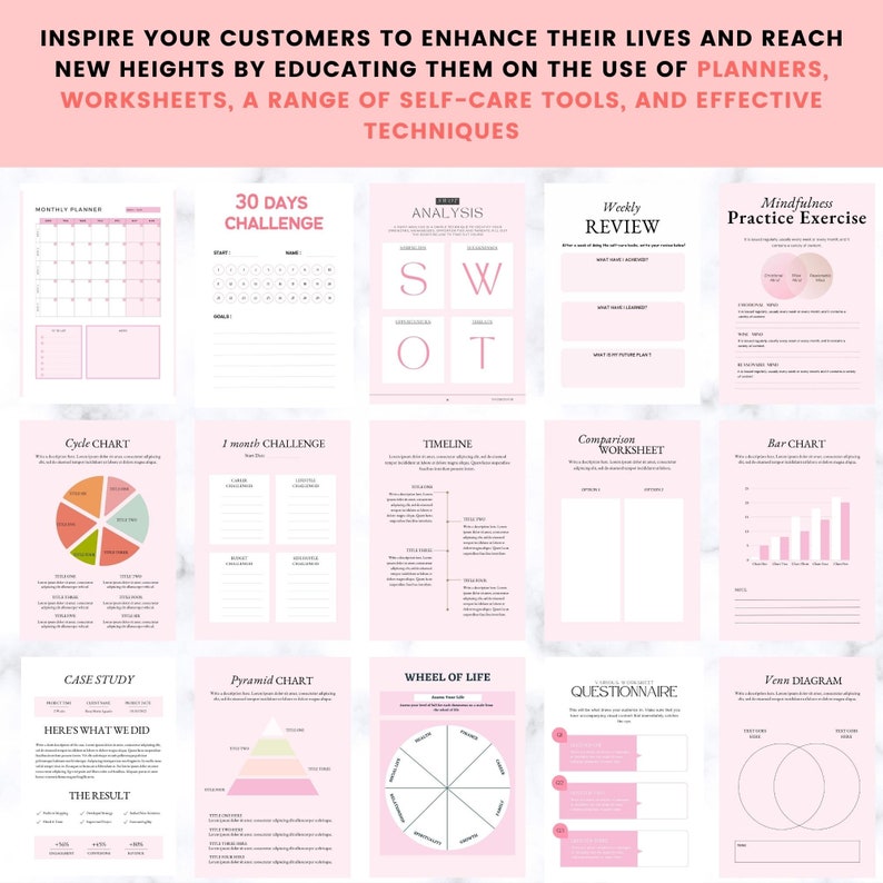 Coaching Worksheet Canva Template Bundle | Life Coach Workbook Tools ...