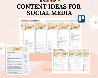 Op de afbeelding: Een roze en witte afbeelding met de tekst "480+ INHOUDSIDEEN VOOR SOCIALE MEDIA". De afbeelding toont een computerscherm met een lijst met inhouds ideeën voor sociale media. De lijst is onderverdeeld in categorieën zoals "Zakelijk", "Dagelijkse tips voor een coach", "Zorg voor jezelf routines", "Achter de schermen" en "Schoonheid".