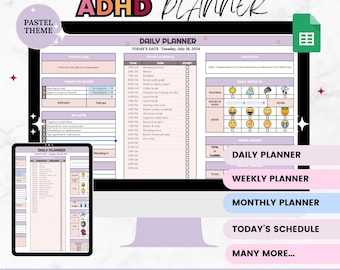Daily Spreadsheet Google Sheet Monthly Calendar Template, Daily Routine Task Tracker, Checklist To-do List Spreadsheet, Digital Planner ADHD