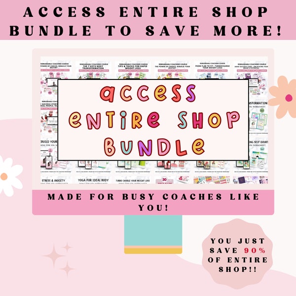 Entire Shop Access | Ultimate Brandable Coaching Program and Course | Toolkit for Life Coaches | Course Creator Bundle Canva Template