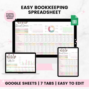 Small Business Bookkeeping Spreadsheet for Coaches, Income and Expense Tracker, Tax Tracker, Accounting Template, Revenue and Finance