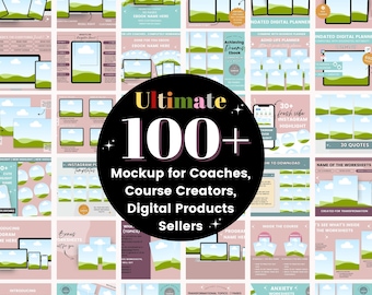 100+ Canva-mallmodeller för coacher, kursskapare, digital produktmodell, Canva-mallmodellpaket, onlinekursmodell