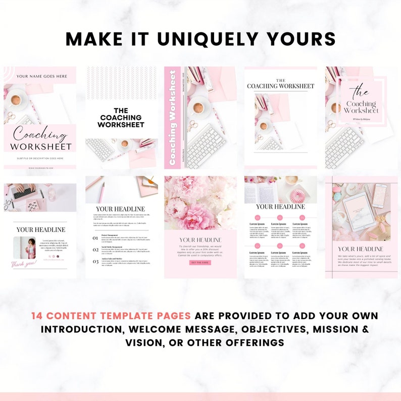 Coaching Worksheet Canva Template Bundle | Life Coach Workbook Tools ...