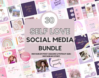 Plantilla editable de Instagram con frases de autocuidado, positividad, autocuidado, marca, salud mental, coach de vida, publicación en redes sociales, pastel