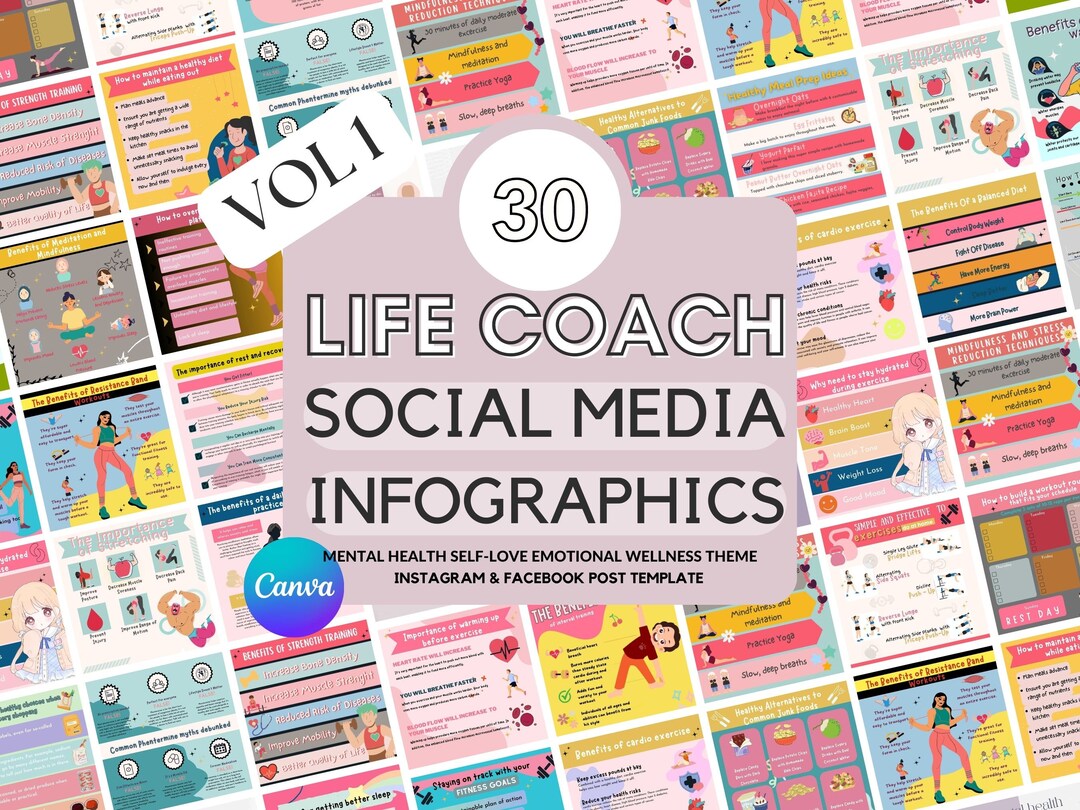 Editable Social Media Template | Canva Life Coach Template | Course ...