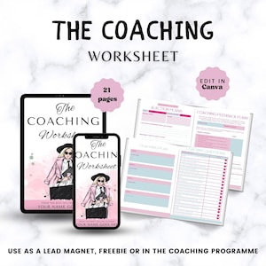 Coaching Session Worksheet Template for Coach | Coaching Worksheet Tools | Client Session Editable Canva Worksheet for Coaches & Clients