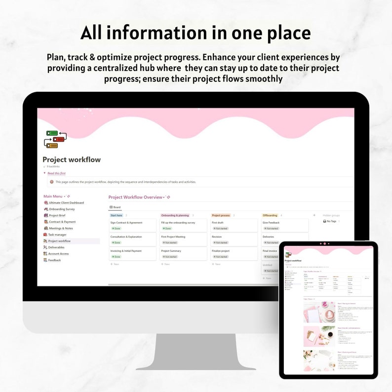 Notion Template Client Portal, Client Dashboard Project Tracker, Client ...