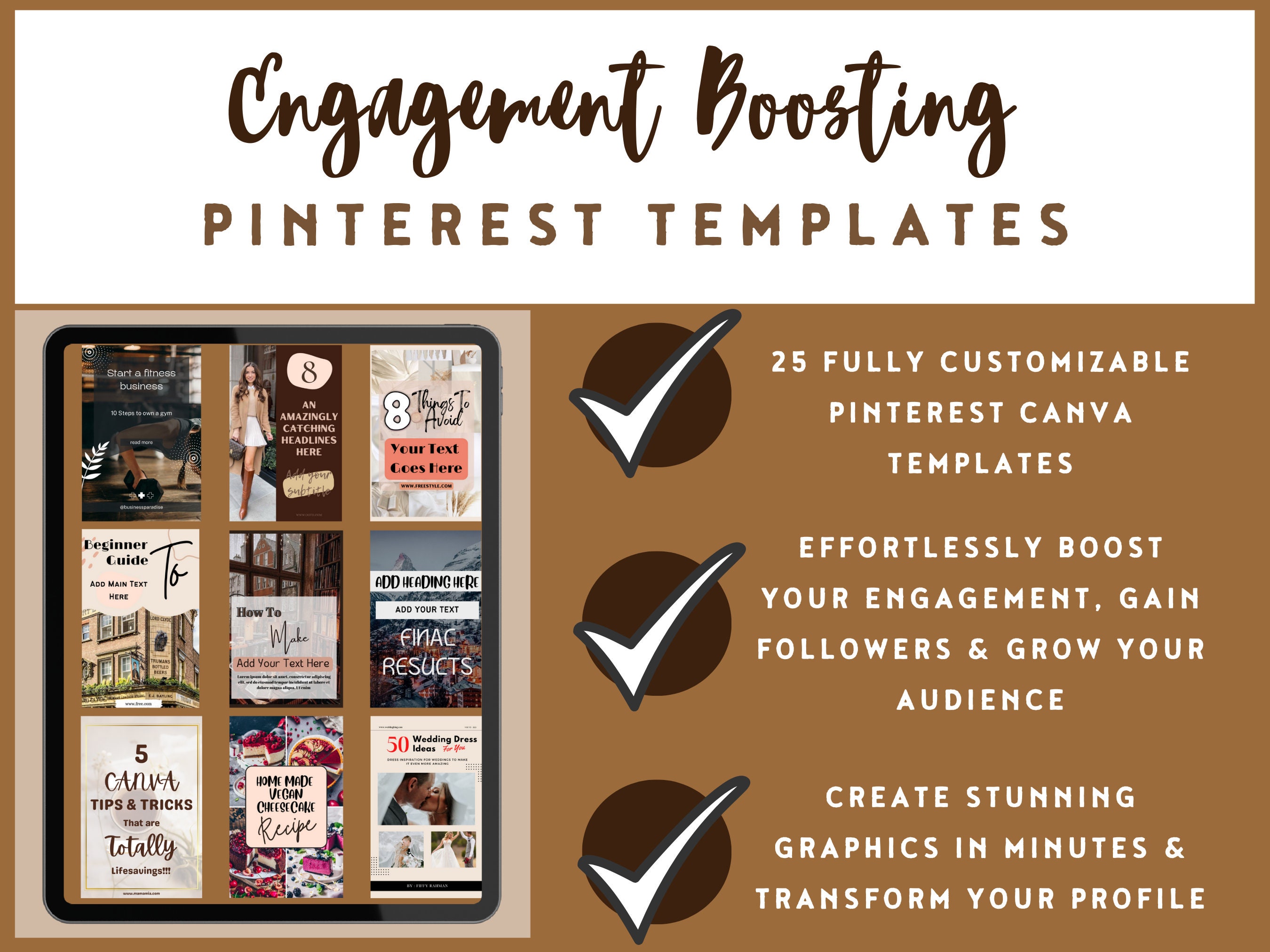 Pinterest Templates Aesthetic Dark Brown Pinterest Template Lifestyle ...