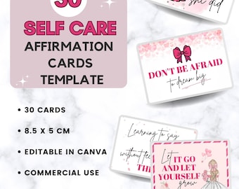 Self Care Affirmation Cards For Coaches & Clients | Editable Affirmation Card Coaching Template | Journal Prompt for Life Coaches | Wellness