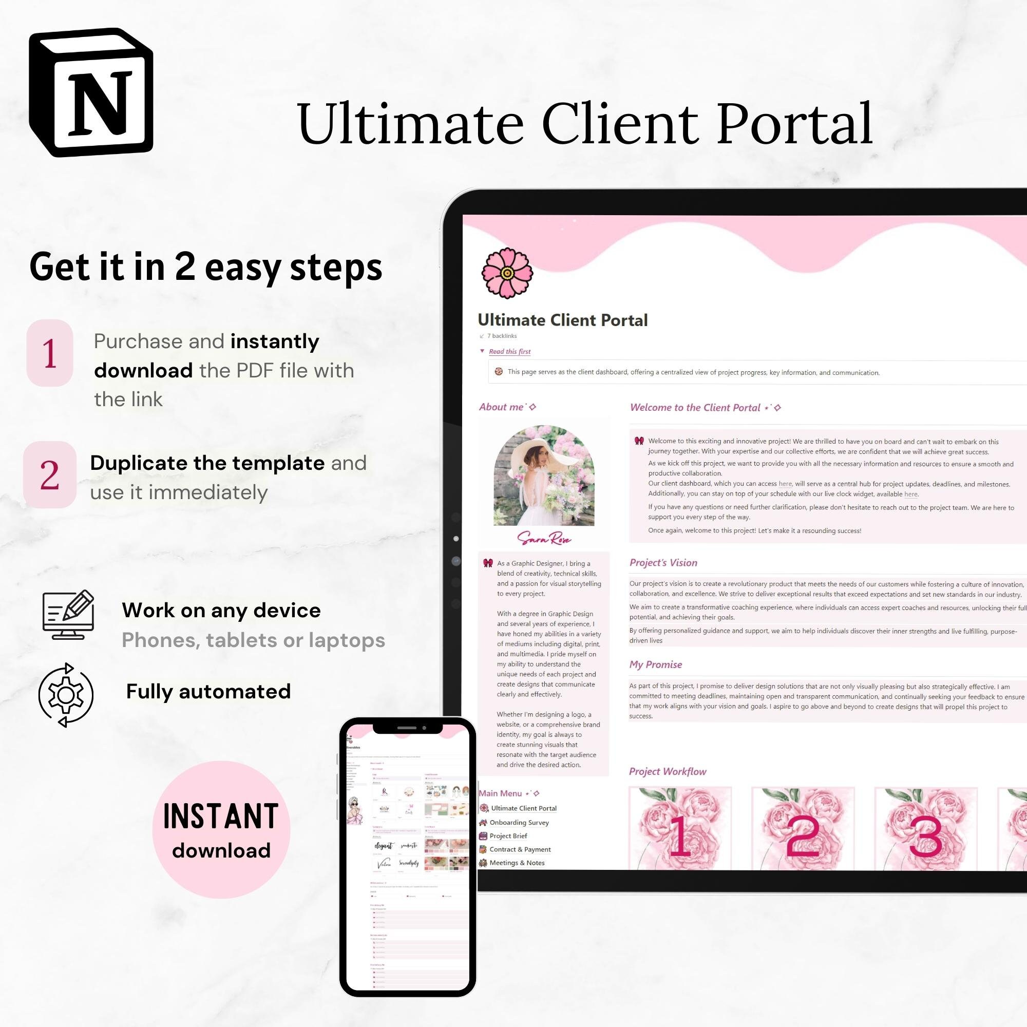 Notion Template Client Portal, Client Dashboard Project Tracker, Client ...
