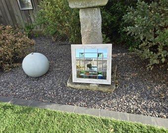 Handcrafted Garden Mirror: Weather Resistant Outdoor Decor
