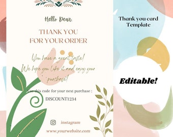 Pastel Editable Thank You Note Template
