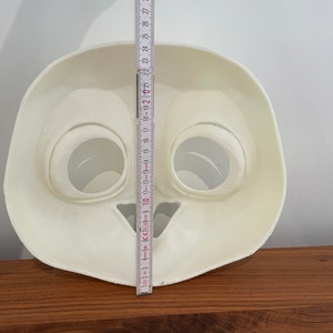 May include: White plastic mask with two large eye holes and a small mouth hole. The mask is approximately 18 inches tall.