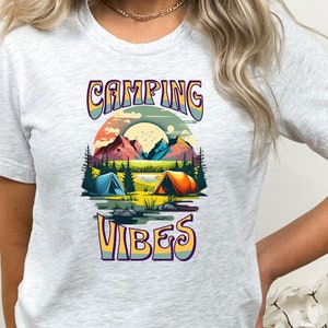 Camping Vibes Retro Shirt, Camp Life Tee, Happy Camping Tee, Camper Shirt, Nature Lover Gift, Hiking Gifts, Glamping Shirt, RV Camping Gifts
