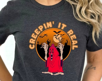 Camisa de Halloween, Creepin' it Real, camiseta de temporada espeluznante, camiseta de truco o trato, regalo de fiesta de Halloween