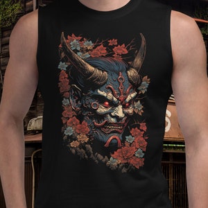 Goth Muscle Shirt Oni Masker Demon Japanse kunst Gothic Fashion Heren Tank Goth Top Zomer Anime Esthetische Donkere Academia Stijl Japan Cadeau