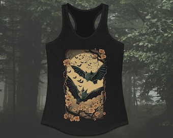 Gothic Racerback Tank Top Bats Shirt Spooky Bat Halloween Goths Goth Shirt Japan Creepy Otaku Tanktop Shirt Japanese Anime Dark Academia