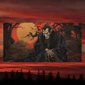 Japanese Gothic Desk Mat Weary Vampire XXL Mousepad Dark Academia Large Desks Pad Goth Anime Asian XL Gaming Mats Japan Witchy Decor