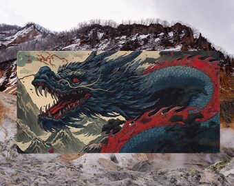Japanese Desk Mat Oriental Dragon XXL Mousepad Large Desks Pad XL Gaming Mats Dark Academia Anime Roleplaying Fantasy Aesthetic Otaku