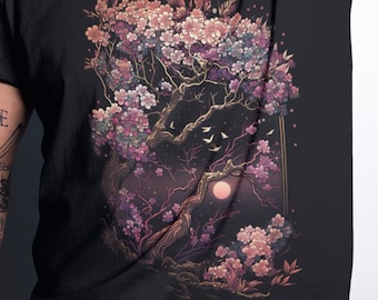 Cherry Blossom Aesthetic Shirt, Pretty Sakura Japanese Goth Gift, Y2K and Mall Goth, Kawaii Otaku Anime Tshirt, Cute Floral Tee