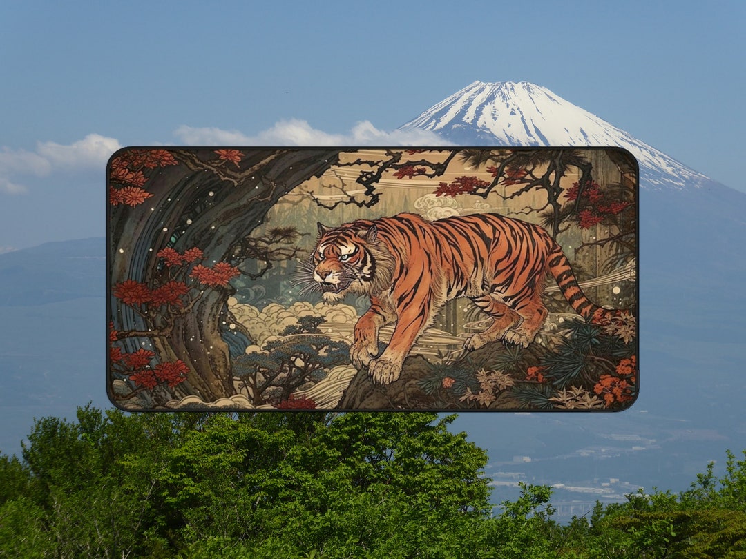 Computer Mat Tiger Gothic Desk Mat Japanese Tiger Art Harajuku Otaku Fantasy Computer ...