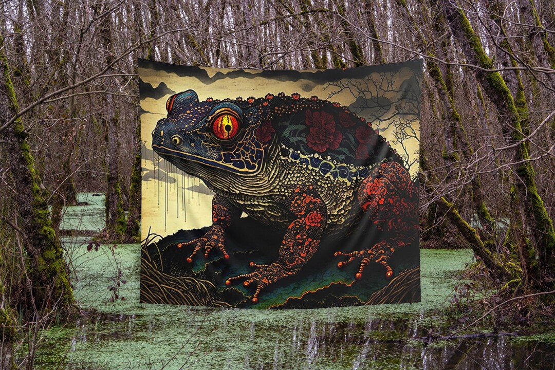 Wall Tapestry Gothic Swamp Toad Japanese Fantasy Art Wall Hanging