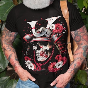 Goth Samurai Skull Shirt, Anime Mall Goth Fashion, Shogun Dark Academia Gothic, Japanese Aesthetic, Otaku Tshirt, Gifts for Goths Tee