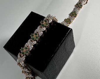 Sterling silver tennis bracelet with emerald