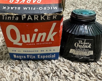 Vintage Quink quill ink in box-black