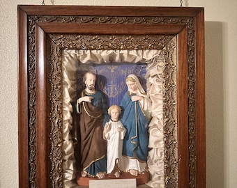 RARE 1892 Shadow Box Home Altar If The Holy Family