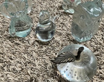 lot of five crystal figurines