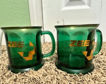 vintage green with gold trim octagon mugs