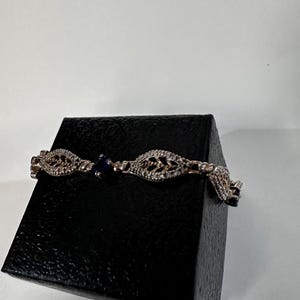 Sterling silver tennis bracelet with sapphire