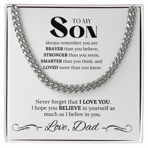 To My Son, Cuban Chain gift, gift for son, gift from dad