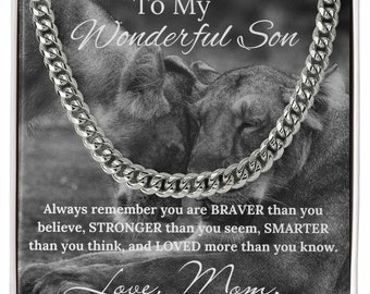 Cuban Link Chain for Son: Stainless Steel Necklace, Gift from Mom