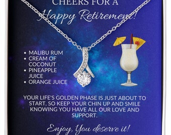 Retirement Gift Necklace: Cubic Zirconia Ribbon Pendant