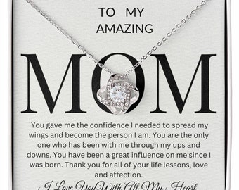 Love Knot Necklace for Mom: Cubic Zirconia, 14k White Gold