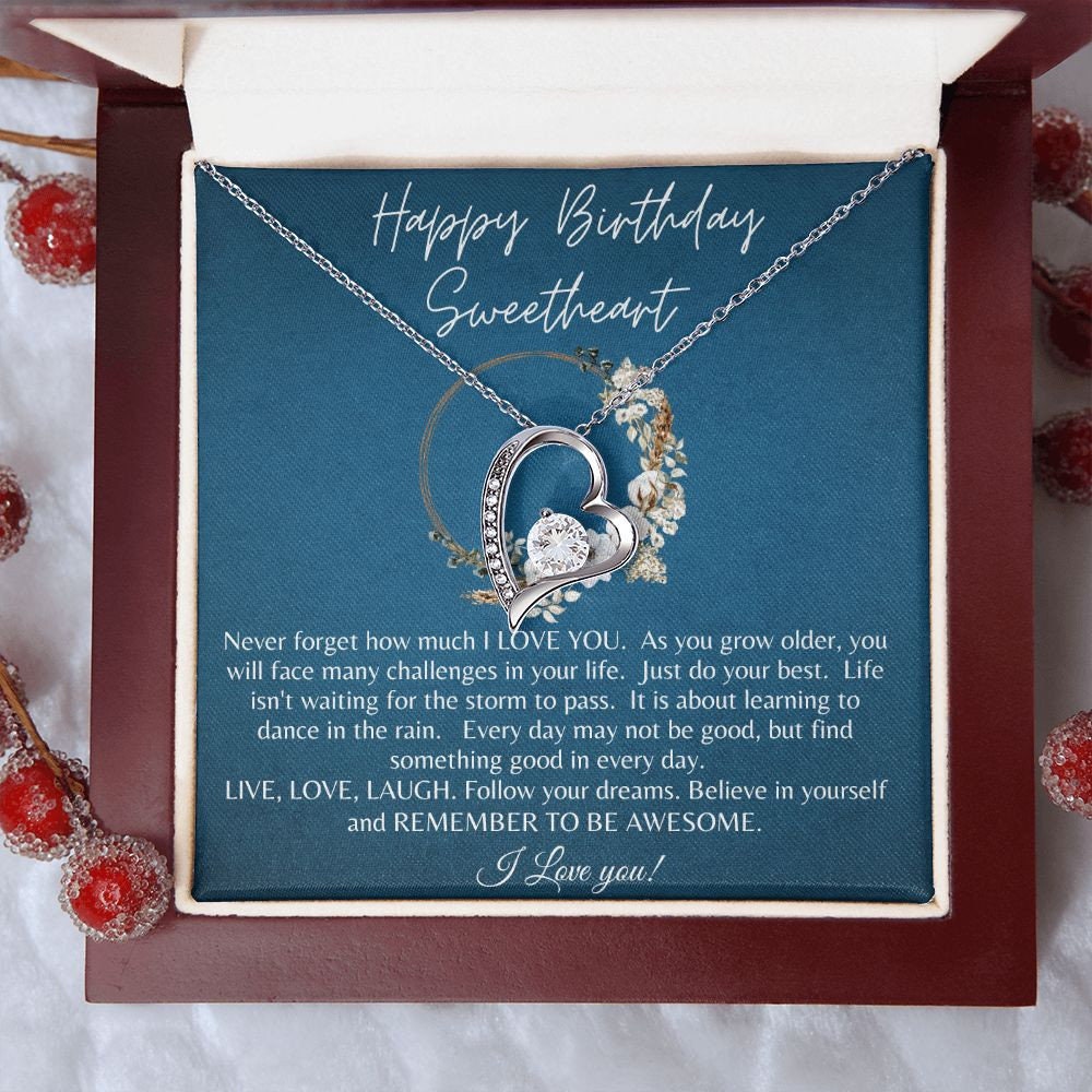 Collana Con Ciondolo In Cristallo Blu Per Figlia – Messaggio “Ti Amo Per Sempre”, Acciaio Inox, Regalo Compleanno - 2