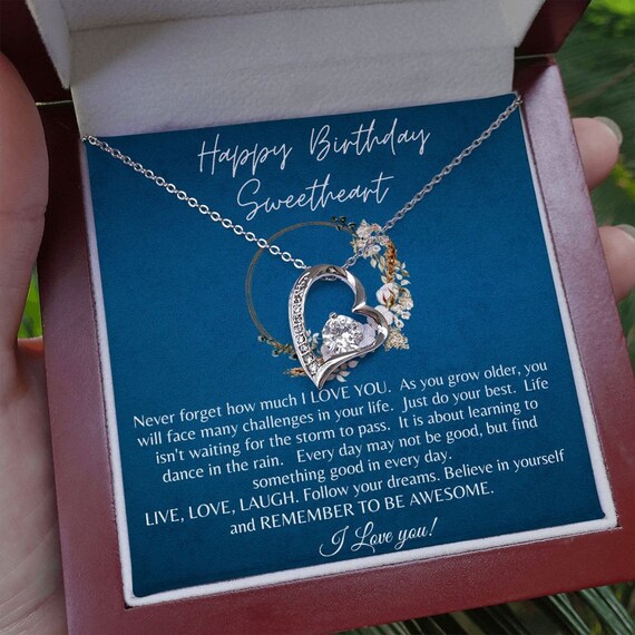 Collana Con Ciondolo In Cristallo Blu Per Figlia – Messaggio “Ti Amo Per Sempre”, Acciaio Inox, Regalo Compleanno - 3