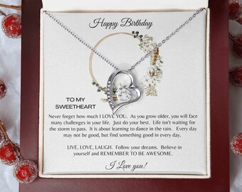 Forever Love Necklace: CZ Crystal Heart Pendant, Birthday Gift