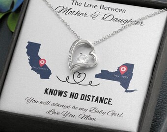 CZ Crystal Heart Pendant Necklace: Mother Daughter Long Distance Gift