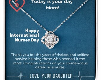 Nurse's Day Love Knot Necklace: Cubic Zirconia Pendant