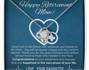 Retirement Gift for Mom: 14k White Gold Love Knot Necklace