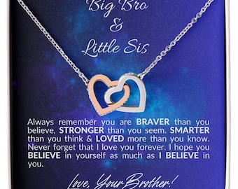 Interlocking Hearts Necklace: Sister Gift from Brother, CZ Crystals